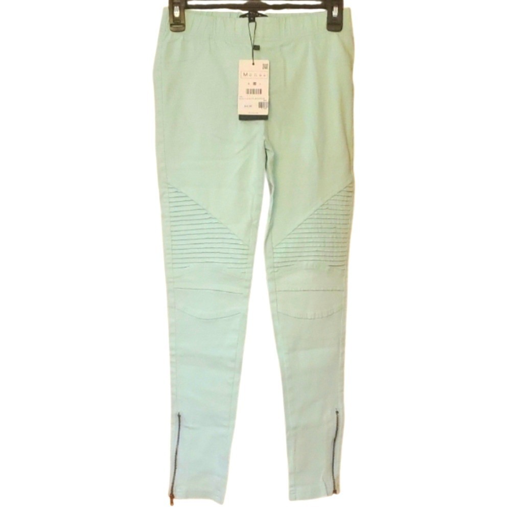 Beulah Back It Up Moto Jeggings In Mint Size‎ Medium